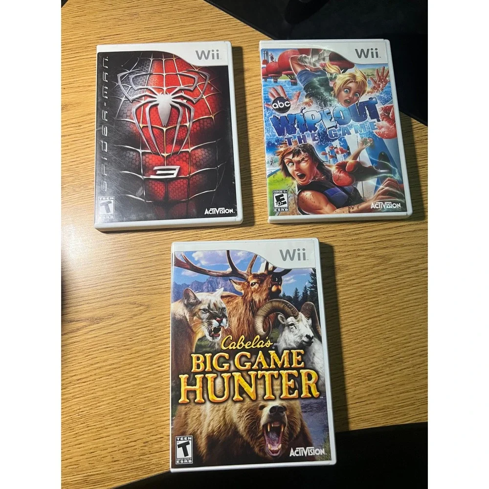 Nintendo Wii Game Bundle Spider-Man 3 Wipeout Cabela's Big Game Hunter Lot of 3